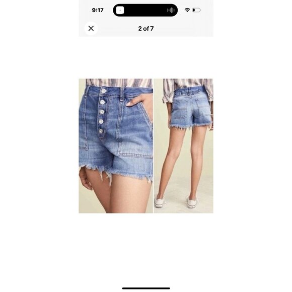 Free People We Free Jesse Carpenter Cutoff Jean Shorts Button Denim Frayed Sz 28 - Picture 8 of 8